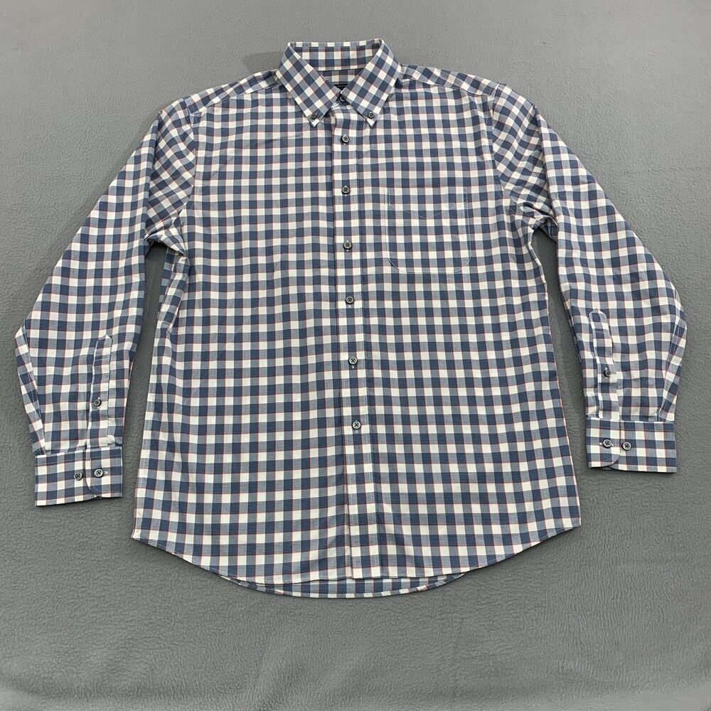Jos. A.Bank Button Down Shirt Mens Medium Long Sleeve Tailored Fit Gingham Check